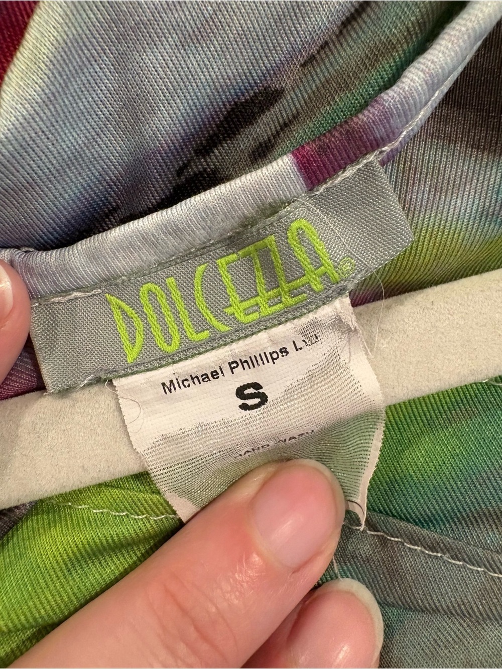 Dolcezza Abstract Art Print Sleeveless Dress Cowl Neck Pintuck Detail, Size S - Picture 4 of 5